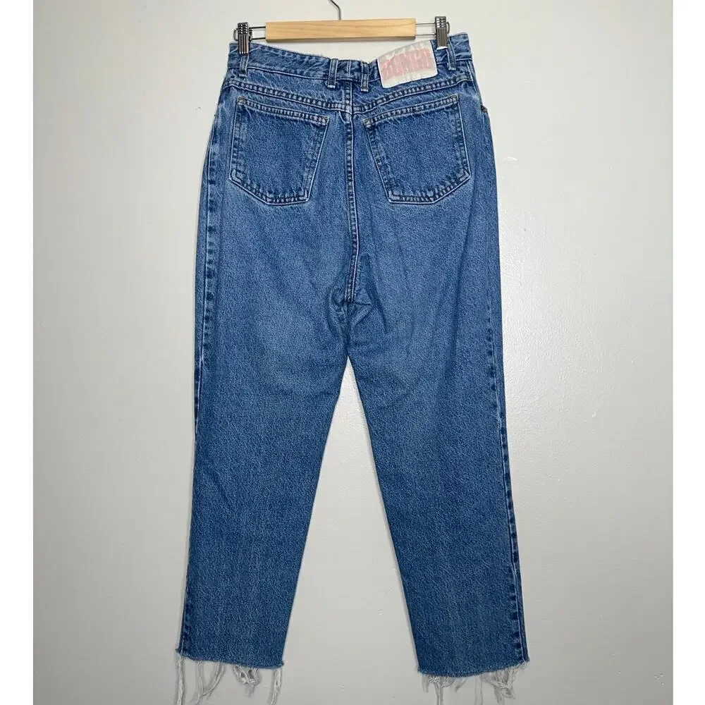 Bongo Vintage High Rise Jeans Blue Size 15 Frayed Hem 100% Cotton